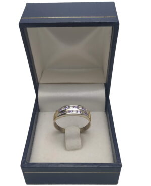 Anillo Medio Sin Fin Doble Amatista - Plata y Oro